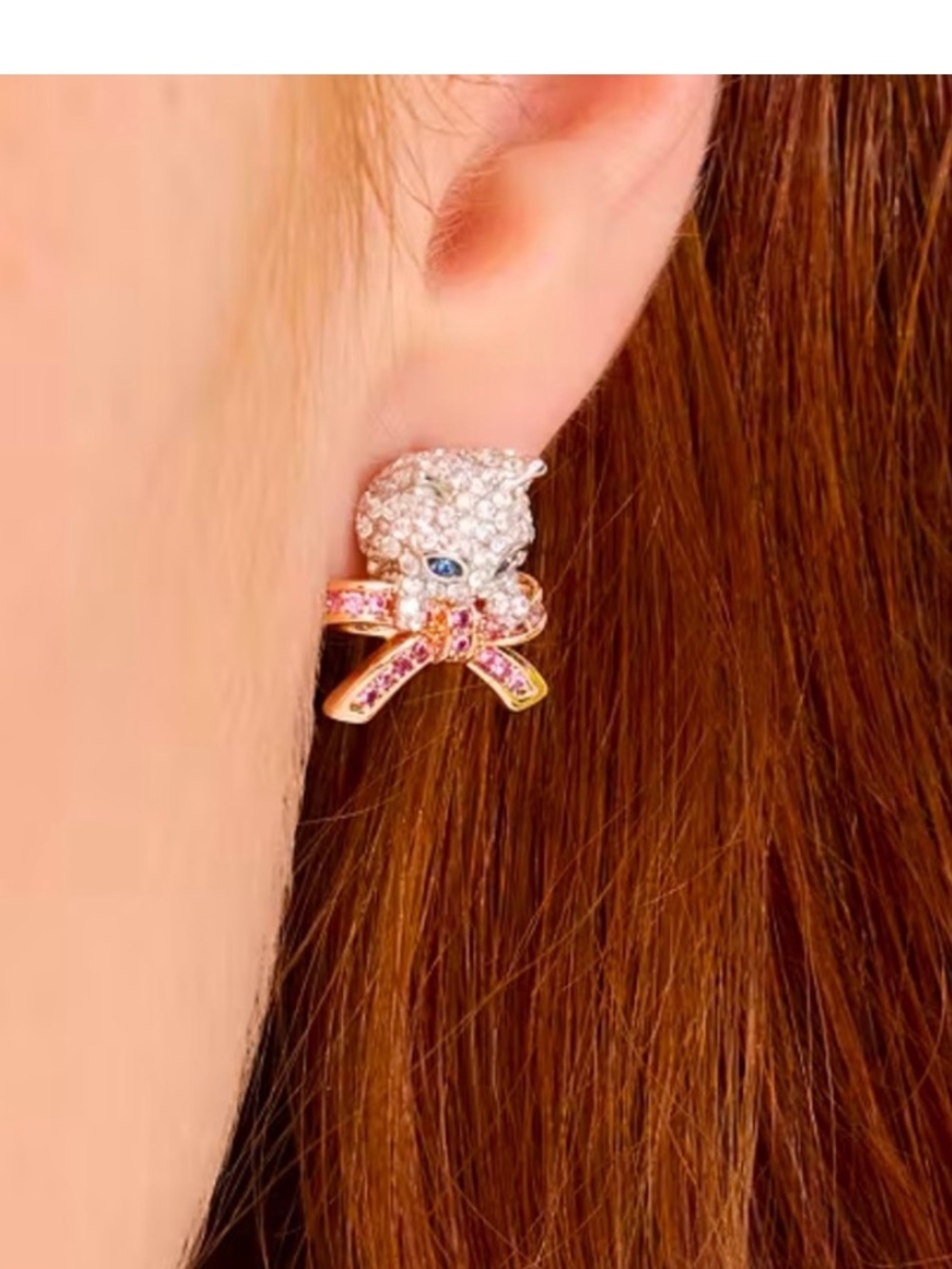 π±Kate Spade Kitten-Couture π± Collectors edition pave Cat Bow Stud Earrings. - Picture 4 of 8